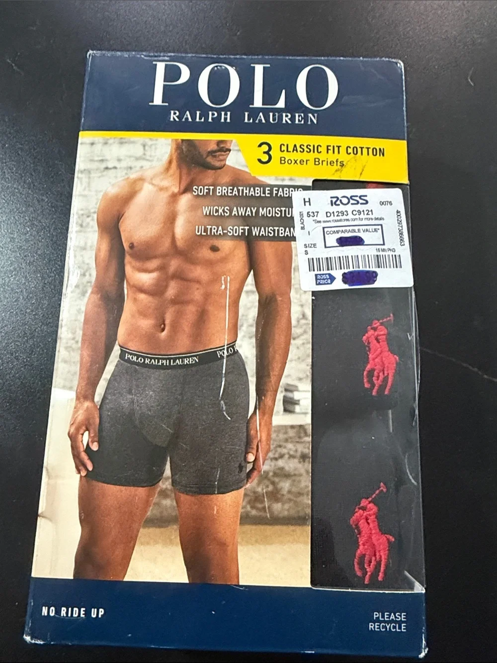 Polo by Ralph Lauren Men's Boxer Briefs - Black with Red Pony Logo